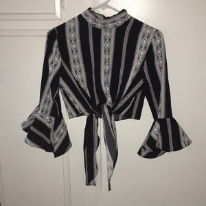 NWT fashion nova paisley crop blouse